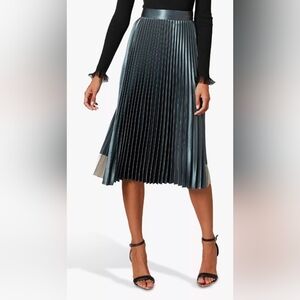 Ted Baker Elegant Metallic Pleated Midi Skirt